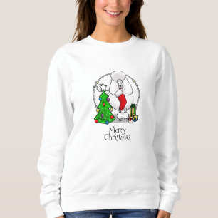 Sweatshirt Joyeux sapin de Noël 2 caniche (blanc) chien migno