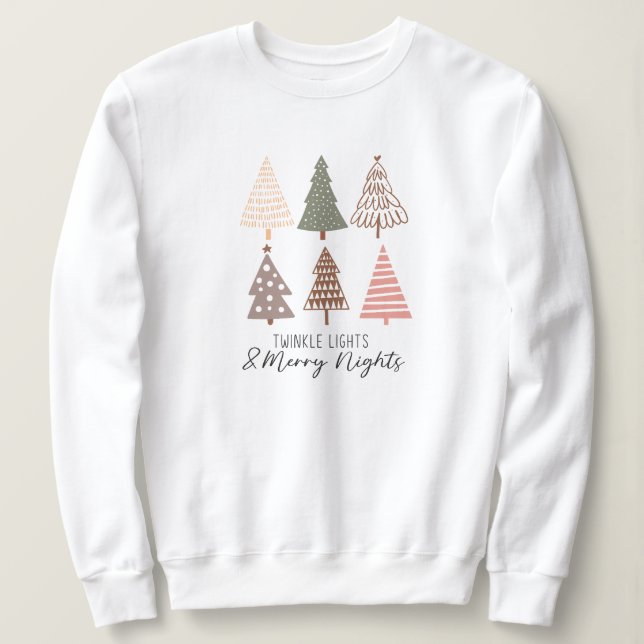 Sweatshirt Joyeux sapin de Noël et lumières scintillantes (Design devant)