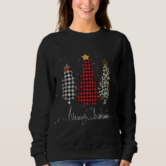 Sweatshirt Joyeux sapin de Noël Leopard Plaid imprimé