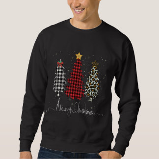 Sweatshirt Joyeux sapin de Noël Leopard Plaid imprimé