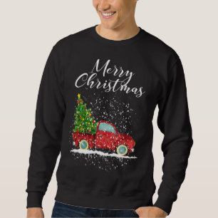 Sweatshirt Joyeux sapin de Noël sur voiture Xmas Camion Rouge