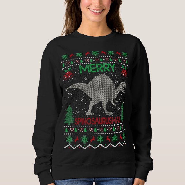 Sweatshirt Joyeux Spinosaurus Noël Spinosaurus moche (Devant)