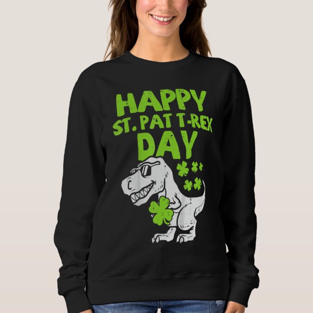 Sweatshirt Joyeux St Pat Rex Dinosaure Saint Patrick Pour  (Devant)