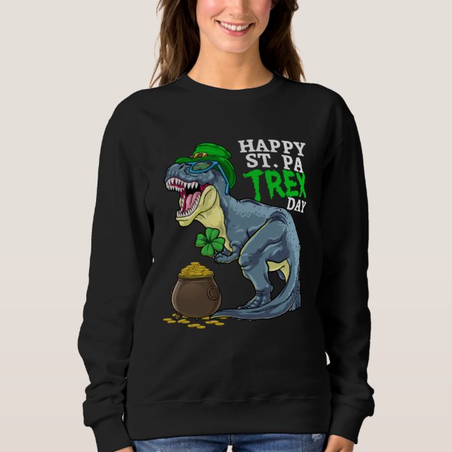 Sweatshirt Joyeux St PaTRex Dinosaure Saint Patrick Garçons  (Devant)
