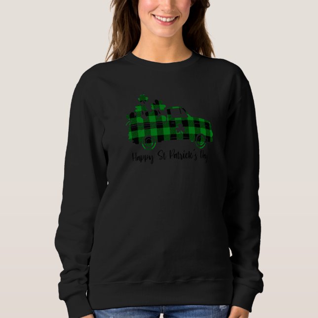 Sweatshirt Joyeux St Patrick's Day Buffalo Vert Plaid Camion  (Devant)