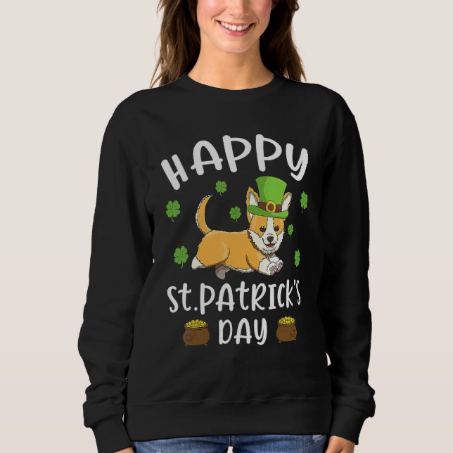 Sweatshirt Joyeux St Patrick's Day Funy Saint Patricks Corgi  (Devant)