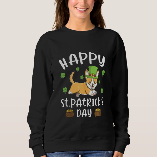 Sweatshirt Joyeux St Patrick's Day Funy Saint Patricks Corgi  (Devant)