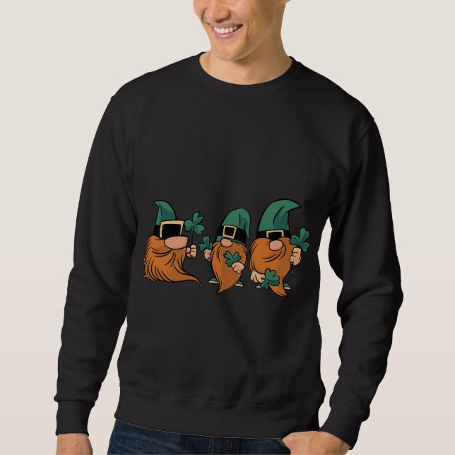 Sweatshirt Joyeux St Patrick's Day Trois Gnomes Lucky Shamroc (Devant)