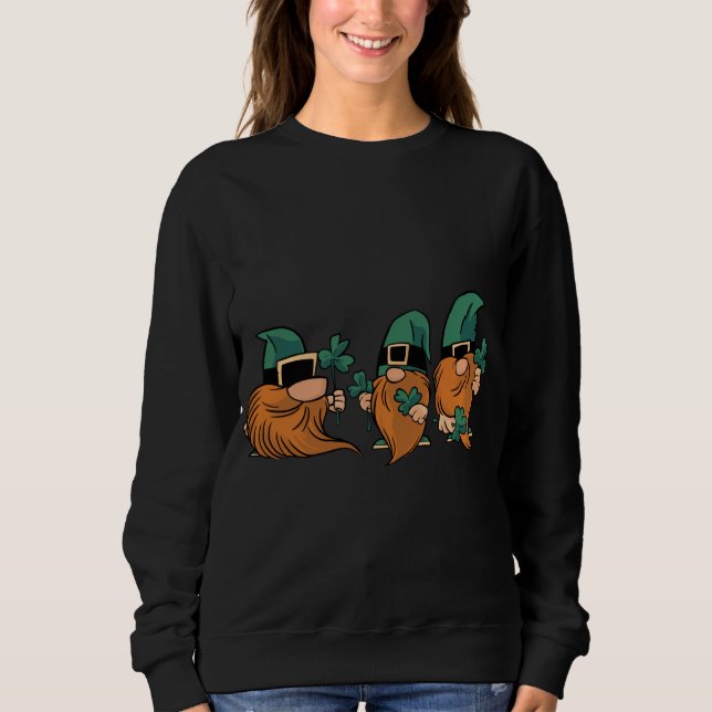 Sweatshirt Joyeux St Patrick's Day Trois Gnomes Lucky Shamroc (Devant)