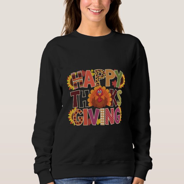 Sweatshirt Joyeux Thanksgiving Dinde Drôle de saison de citro (Devant)