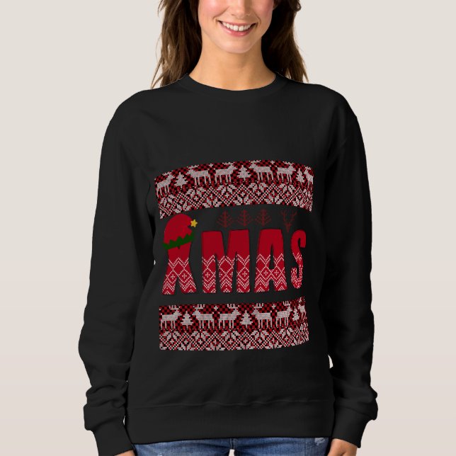Sweatshirt Joyeux tricot de Noël tendance Élégant (Devant)