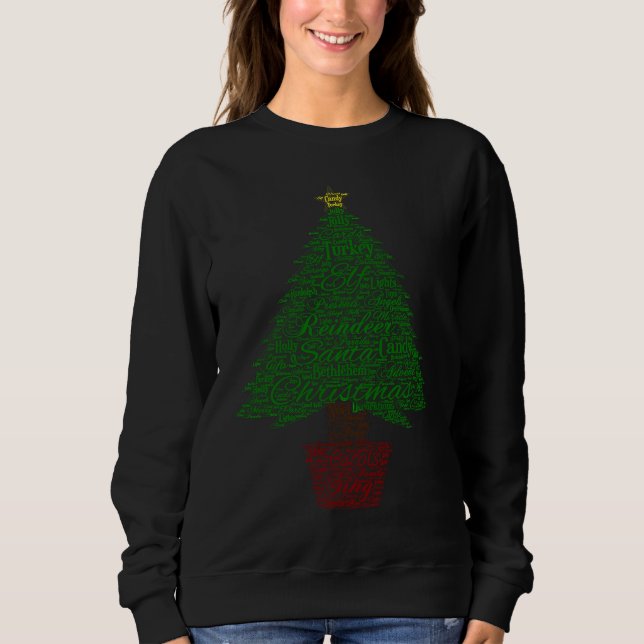 Sweatshirt Joyful Christmas Tree Text And Quote (Devant)