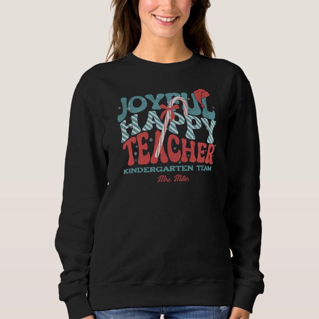 Sweatshirt Joyful Happy Teacher Christmas Retro (Devant)