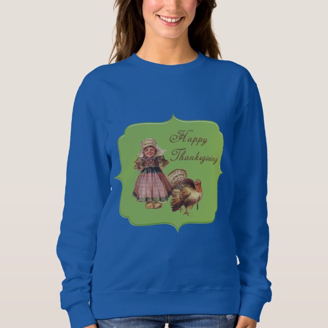 Sweatshirt Joys Bon thanksgiving vintage, Fête (Devant)