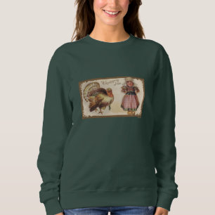 Sweatshirt Joys Bon thanksgiving vintage, Vert pèlerin