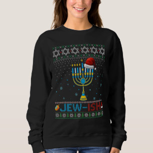 Sweatshirt Juif Ish Pun Juif Menorah Père Noël Christma Hanou