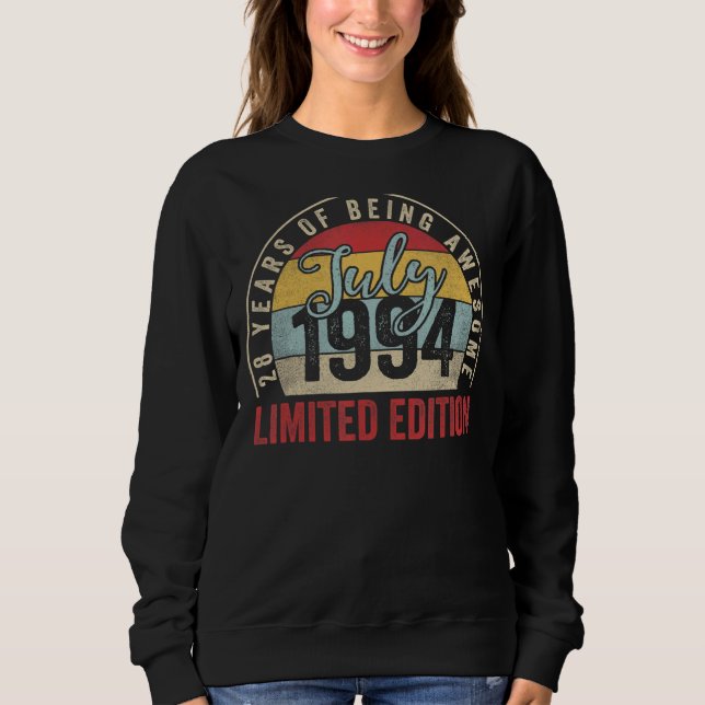 Sweatshirt Juillet 1994 28 Ans 28 Anniversaire (Devant)