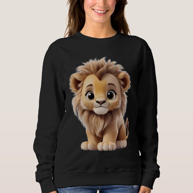 Sweatshirt Jungle Adorable Lion Cub Sitting Portrait  (Devant)