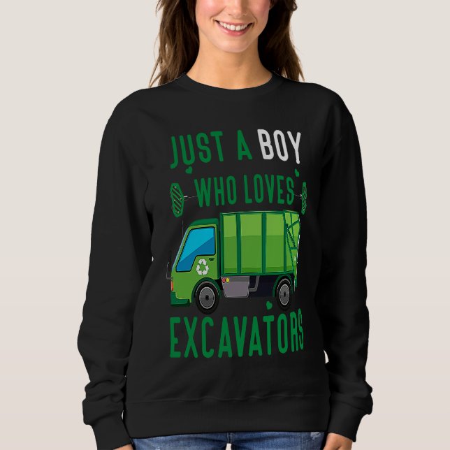 Sweatshirt Just A Boy Who Loves Garbage Trucks funny idea 3 (Devant)