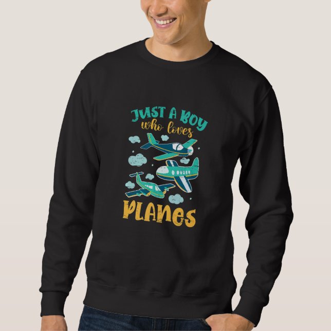 Sweatshirt Just A Boy Who Loves Planes Aviation Flight Naviga (Devant)