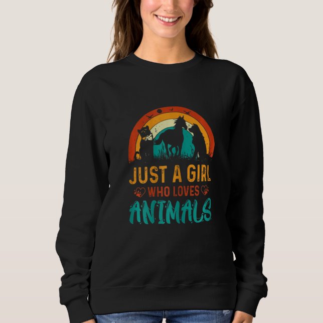 Sweatshirt Just A Girl Who Loves Animals Girls Tee (Devant)