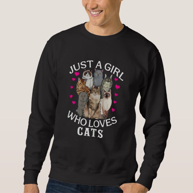 Sweatshirt Just A Girl Who Loves Cats Cute Cat   (Devant)