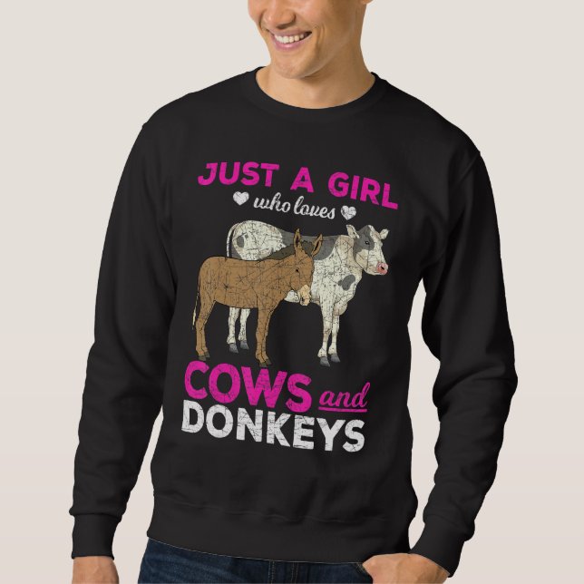 Sweatshirt Just A Girl Who Loves Cows And Donkeys Farm Animal (Devant)