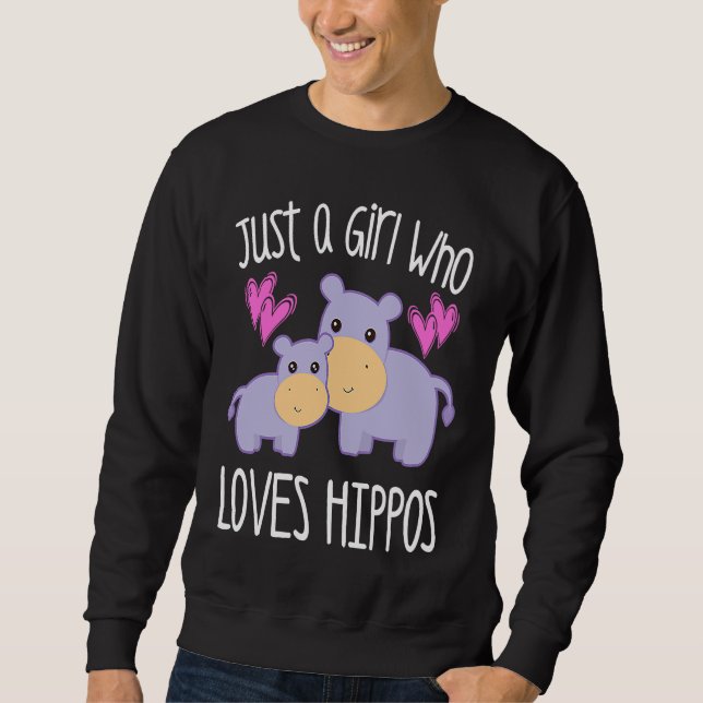 Sweatshirt JUST A GIRL WHO LOVES HIPPOS Mom Baby Toddler Twee (Devant)