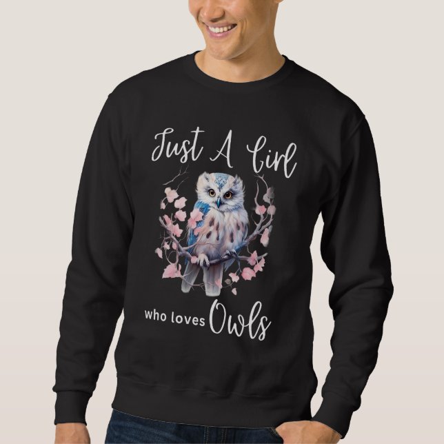 Sweatshirt Just A Girl Who Loves Owls Witch Owl On Tree (Devant)
