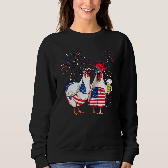 Sweatshirt Just Here To Bang Usa Flag Chicken Beer Firework 4 (Devant)