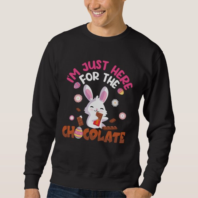 Sweatshirt Just Herre For The Chocolate Bunny Easter Day Kids (Devant)