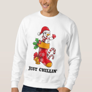 Sweatshirt Juste Chillin Personnalisé Noël Snowman