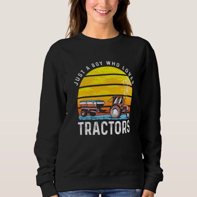 Sweatshirt Juste un garçon qui aime Tracteurs Rétro Fermier (Devant)