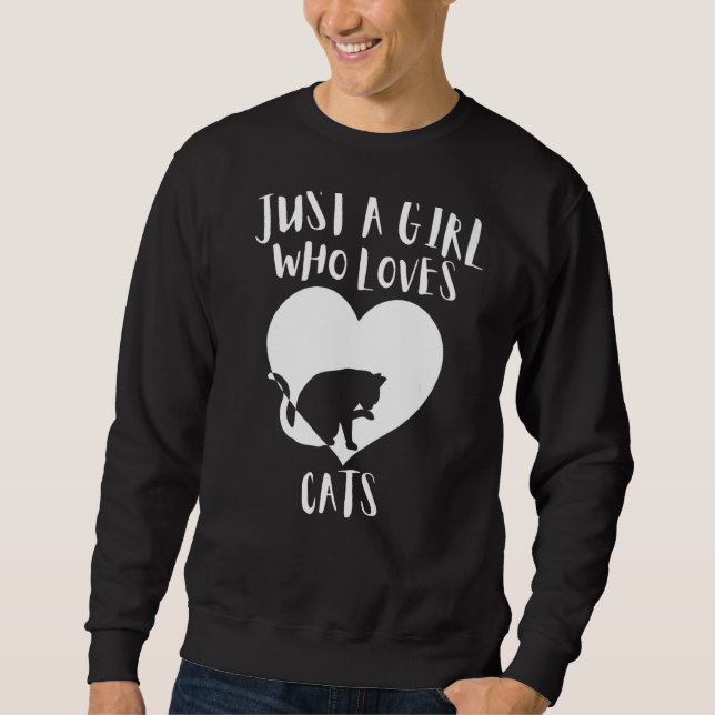 Sweatshirt Juste Une Fille Qui Aime Chats Noir Chat Mignonne  (Devant)