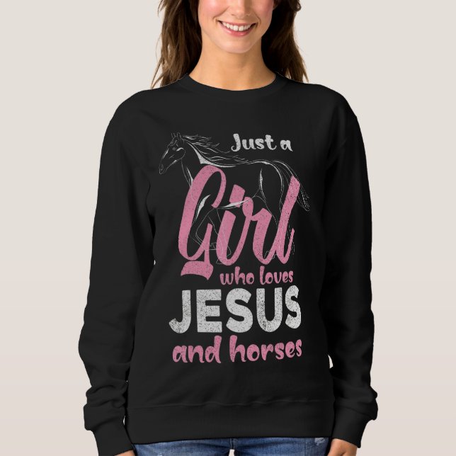Sweatshirt Juste Une Fille Qui Aime Jésus Et Chevaux Femmes C (Devant)