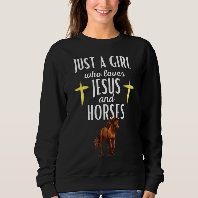 Sweatshirt Juste Une Fille Qui Aime Jésus Et Les Chevaux Mign (Devant)