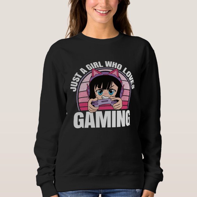 Sweatshirt Juste une fille qui aime jeu vidéo joueur (Devant)