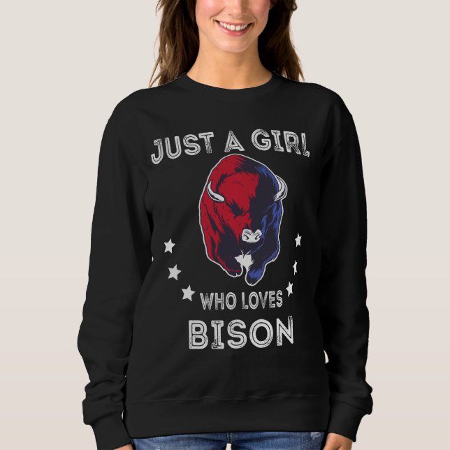 Sweatshirt Juste Une Fille Qui Aime Le Bison Amer Buffalo Vac (Devant)