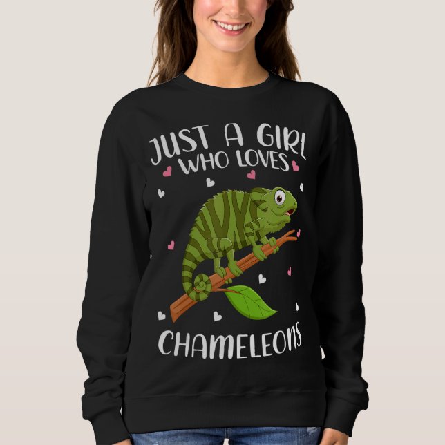 Sweatshirt Juste Une Fille Qui Aime Les Chameleons Pour Les F (Devant)