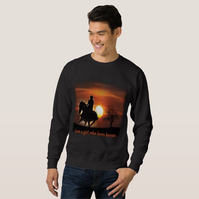 Sweatshirt juste une fille qui aime les chevaux (Devant entier)