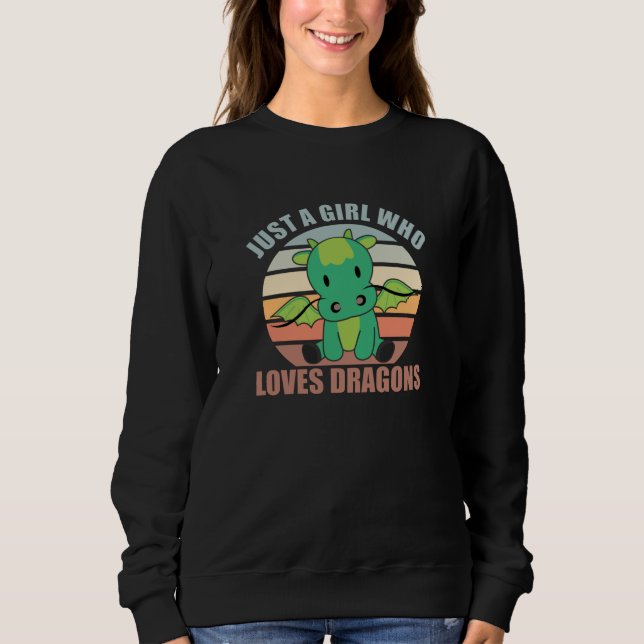 Sweatshirt Juste Une Fille Qui Aime Les Dragons Mignons Anima (Devant)