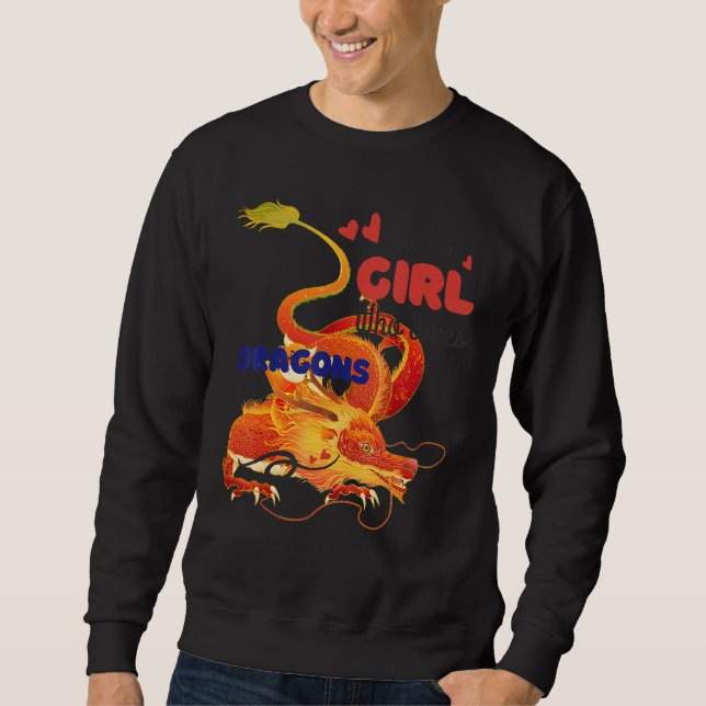 Sweatshirt Juste Une Fille Qui Aime Les Dragons Rouges Volent (Devant)