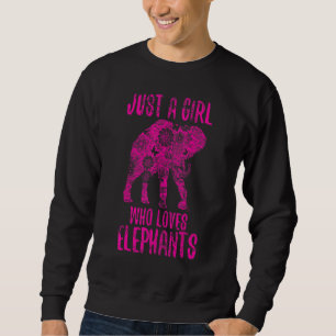 Sweatshirt Juste une fille qui aime les éléphants Blanc Vinta
