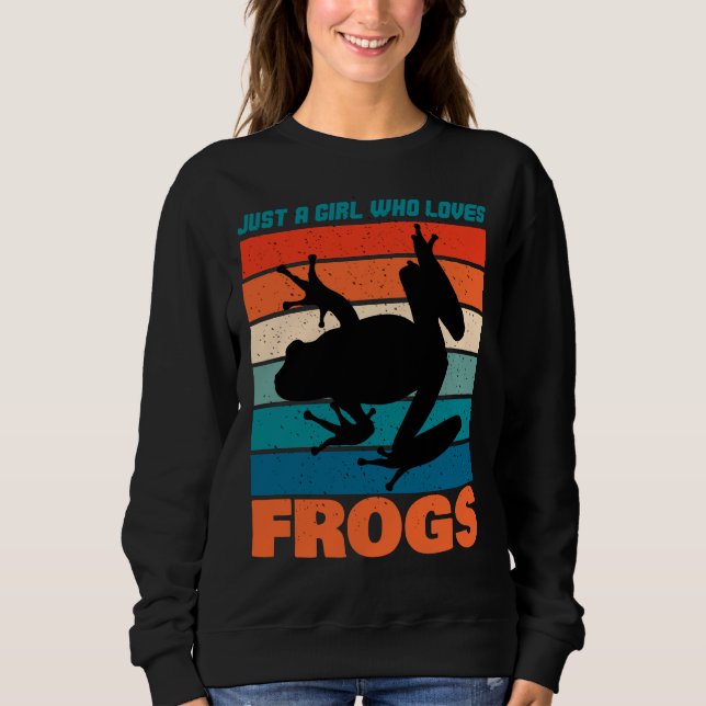 Sweatshirt Juste une fille qui aime les grenouilles - Retro A (Devant)