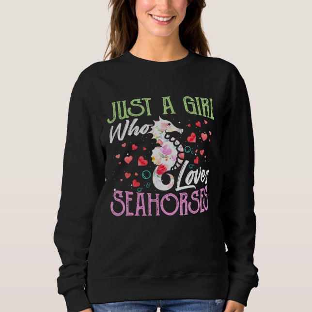 Sweatshirt Juste une fille qui aime les hippocampes de mer Fl (Devant)