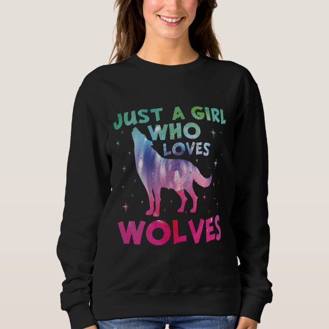 Sweatshirt Juste une fille qui aime les loups aquarelle (Devant)
