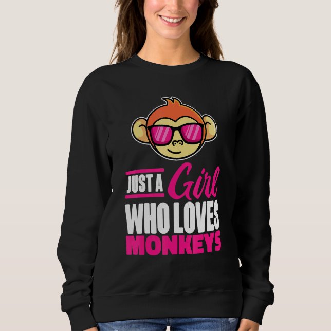 Sweatshirt Juste Une Fille Qui Aime Les Singes Avec Des Lunet (Devant)