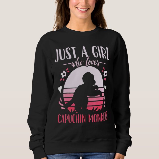 Sweatshirt Juste une fille qui aime les singes capucins Retro (Devant)