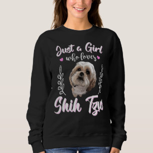 Sweatshirt Juste Une Fille Qui Aime Shih Tzus Relaxé Convient