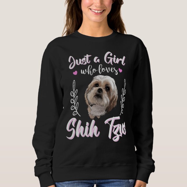 Sweatshirt Juste Une Fille Qui Aime Shih Tzus Relaxé Convient (Devant)